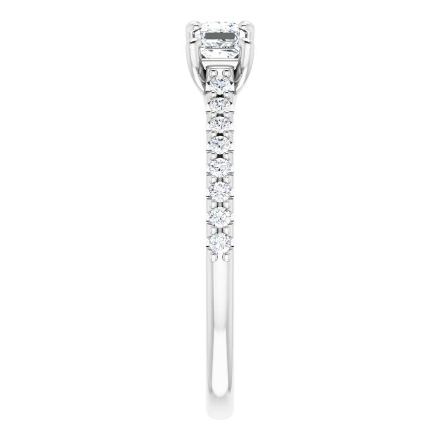 0.46 ct. Princess & Round Cut Diamond Wedding Band 3 Stone Ring-VIRABYANI